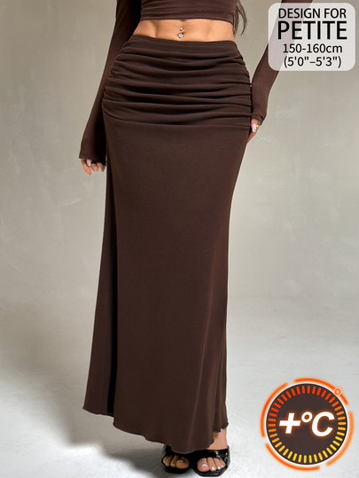SHEIN PETITE Falda de moda plisada vintage para mujer para vacaciones