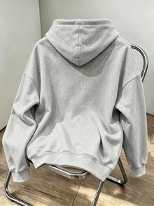 Chillumni Men's Grey & Black Horse Logo Print Hoodie, Casual Fashion Versatile Pattern Hoodie - Grey - View 2