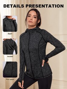Eassivo Eassivo Jaket Olahraga Zip - Dark Grey - View 2