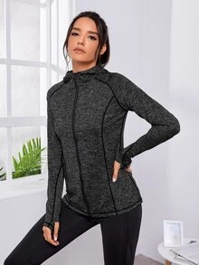 Eassivo Eassivo Jaket Olahraga Zip - Dark Grey - View 8