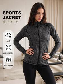 Eassivo Eassivo Jaket Olahraga Zip - Dark Grey - View 1