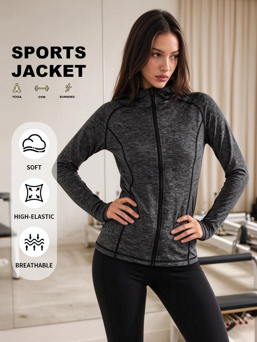Eassivo Eassivo Jaket Olahraga Zip - Dark Grey - View 1