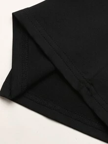 SHEIN 青少年女孩秋季四季通用黑色喇叭褲，白色對比腰帶印花，Y2K修身設計，休閒日常返校度假款 - 黑與白 - 查看 6