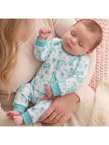SHEIN Kids Kids Kids Kids Newborn Cute Boy Girl Cartoon Pattern Long Sleeve Home Wear Set - Green - View 5