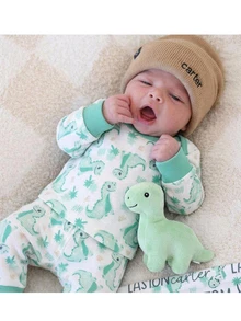 SHEIN Kids Kids Kids Kids Newborn Cute Boy Girl Cartoon Pattern Long Sleeve Home Wear Set - Green - View 3
