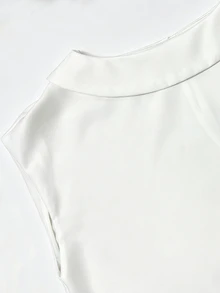 SHEIN 夏季六月節慶戶外女款上衣，海灘度假休閒圓領白色上衣，寬鬆休閒無袖白色上衣，優雅度假風 - 白色 - 查看 7