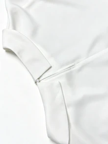 SHEIN 夏季六月節慶戶外女款上衣，海灘度假休閒圓領白色上衣，寬鬆休閒無袖白色上衣，優雅度假風 - 白色 - 查看 8