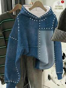 Tween Girl Casual Fashion Kids Studded Long Sleeve Autumn Sweatshirt - White - View 1