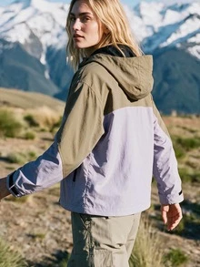 WanderVale Women's Colorblock Zipper Casual Daily Outdoor Softshell Jacket - Mauve Purple - View 2