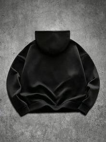 BATMAN X SHEIN Manfinity EMRG Men's Casual Everyday Pocket Hoodie Sweatshirt - Black - View 2