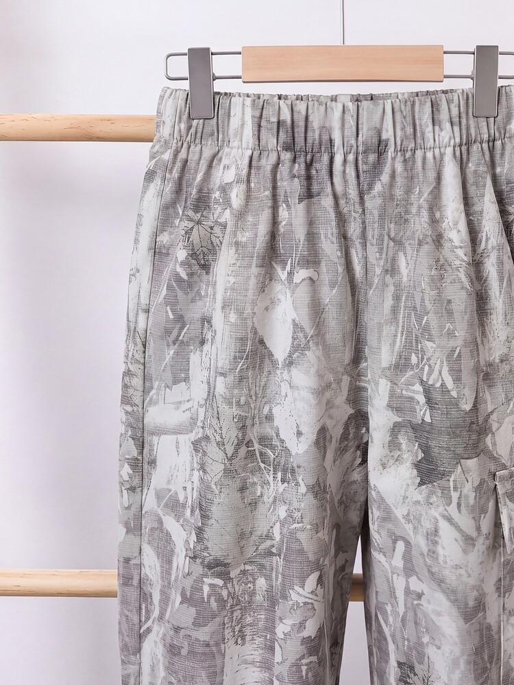 SHEIN Pantalones jogger casuales con bolsillos cargo y estampado de plantas para niño - Multicolor - Añade 4
