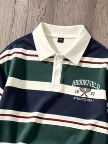 OldRiff 男士條紋與字母圖案 Polo 領運動衫 - 彩色 - 查看 3