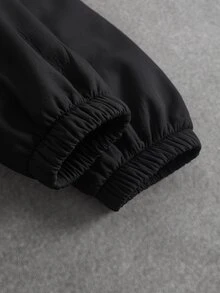 Manfinity Homme Men's Solid Color Thermal Lined Casual Versatile Everyday Hooded Jacket - Black - View 7