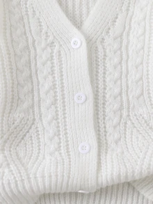 SHEIN Young Girl Solid Color Casual Versatile Daily Wear Cardigan Autumn Winter - Apricot - View 5