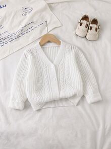 SHEIN Young Girl Solid Color Casual Versatile Daily Wear Cardigan Autumn Winter - Apricot - View 7