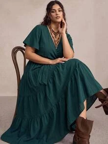 Nubod Vestido largo informal de talla grande de unicolor - Agua verde azul - Ver 1