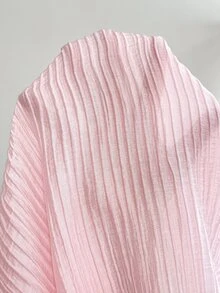 SHEIN Maternity Solid Color Round Neck Lantern Sleeve Elegant Dress Fall - Pink - View 7