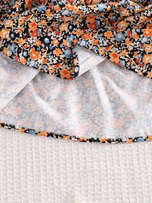 SHEIN Vintaside Kids 1件女童棕色拼接印花2合1衛衣洋裝，休閒日常秋季洋裝 - 棕色 - 查看 8