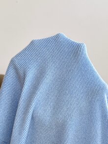 SHEIN Maternity Solid Color Round Neck Bell Sleeve Side Slit Casual Dress Fall - Blue - View 6