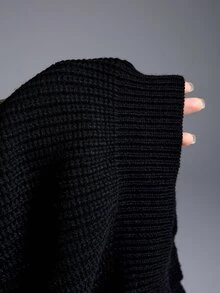 INAWLY Solva Rhinestone Bow Off-Shoulder Sweater Women Loose Off-Shoulder Long Sleeve Knit Top Autumn/Winter - Black - View 12