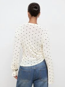 Maija Women's Polka Dot Casual Versatile Daily Wear Top - Apricot - View 5
