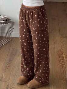 SHEIN Tween Girl Bowknot Long Sweatpants Tween Girl Home & Outing Daily Casual Elegant All Season - Khaki - View 11