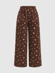 SHEIN Tween Girl Bowknot Long Sweatpants Tween Girl Home & Outing Daily Casual Elegant All Season - Khaki - View 6