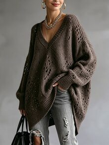 SHEIN Women Sweaters - Brown - View 7