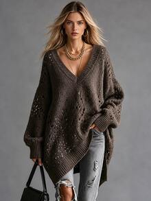 SHEIN Women Sweaters - Brown - View 4