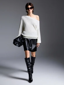 TaskSense Asymmetric Neck Chunky Knit Sweater Women Loose Slouchy Long Sleeve Autumn/Winter Top - Apricot - View 7