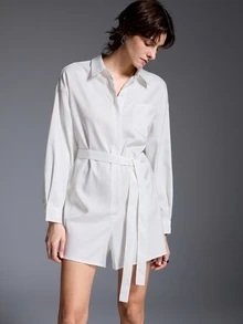 Breezaya Women's Fashion Casual Vacation Style Shirt Romper - White - View 3
