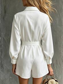 Breezaya Women's Fashion Casual Vacation Style Shirt Romper - White - View 9