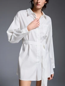 Breezaya Women's Fashion Casual Vacation Style Shirt Romper - White - View 4