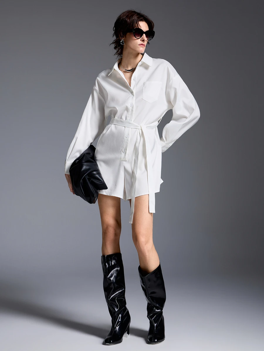 Breezaya Women's Fashion Casual Vacation Style Shirt Romper - White - View 1
