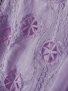 Lacomfia Women's Elegant Minimalist Round Neck Hollow Floral Plus Size Camisole - Purple - View 5
