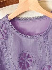 Lacomfia Women's Elegant Minimalist Round Neck Hollow Floral Plus Size Camisole - Purple - View 8