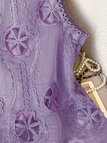 Lacomfia Women's Elegant Minimalist Round Neck Hollow Floral Plus Size Camisole - Purple - View 6