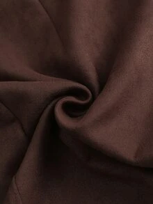 LUMIGAL Women's Faux Suede High Waist A-Line Mini Skirt With No Belt, Vintage Solid Color Slim Fit Short Ski - Brown - View 7