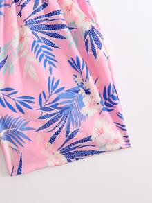SHEIN Swim Women's Tropical Plant Printed Bikini Bottom Swimwear (Print Random) For Summer Beach Vacation - Pink - View 7