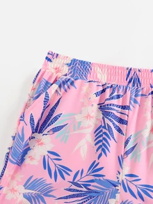 SHEIN Swim Women's Tropical Plant Printed Bikini Bottom Swimwear (Print Random) For Summer Beach Vacation - Pink - View 6