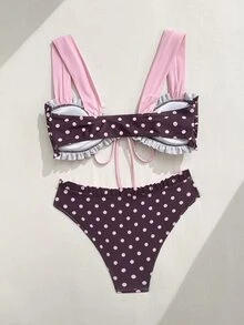 Swim Vcay Young Ladies' Sweet 2pcs Ditsy Floral Random Flower Halter Strap Triangle Bikini Swimwear Set - Multicolor - View 2