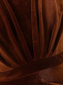 SHEIN Tween Girls Brown Long Sleeve Velvet Evening Gown Fall Dress Robe Soiree Robe Winter Fall Formal Wedding Guest Holiday Dress - Brown - View 5