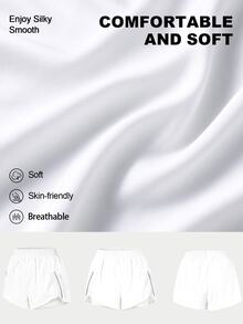 Eassivo Eassivo Zipper Pocket Elastic Waist Sports ShortsWomen Sweat Short, Gym Short, Biker Short - White - View 3