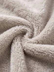 SHEIN Beige Fuzzy Plush Flower Embroidery Cozy Winter Homewear Pajama Set - Beige - View 9