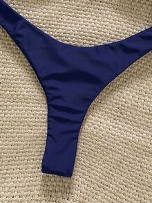 SHEIN Swim Fabric Blue Plain High Cut Bikini For Women With Starfish Accent - Blue - View 7