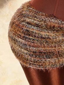 Amplova Summer Sexy Bandage Colorblock Patchwork Bandeau Mini Dress Night Out Club Brown - Brown - View 8