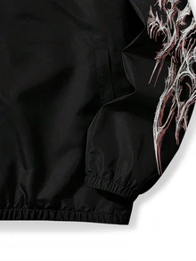 Gym Rark Men's Fashion Contrast Color Print Stand Collar Sports Jacket, Lightweight, Gym - Black - View 5