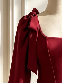 GlowEve Autumn/Winter New Design Elegant Commuter Versatile Women's Blouse With Large Bow And Ribbon - Red - View 3