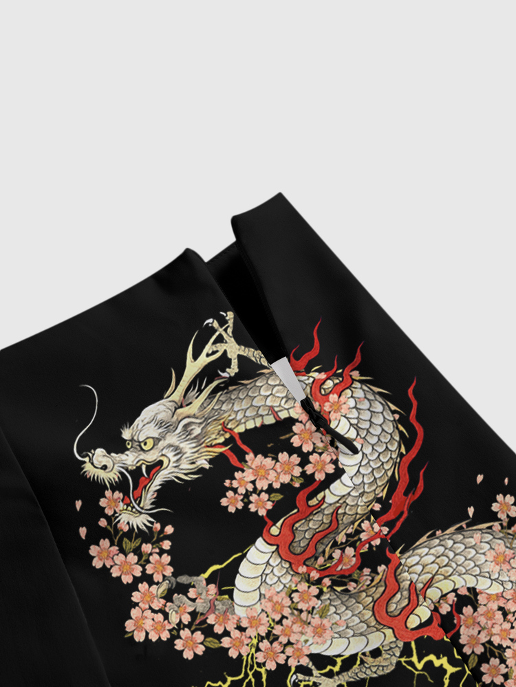 ROMWE Avant New Chinese Style Dragon & Tiger Print Plus Size Skirt - Black - View 4