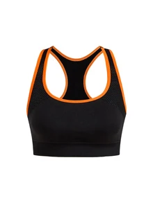 SHEIN Cheerettes 女款拼色休閒日常運動內衣 - 黑色 - 查看 5